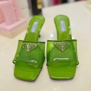 Prada Women's Vibrant Green Slide Sandals